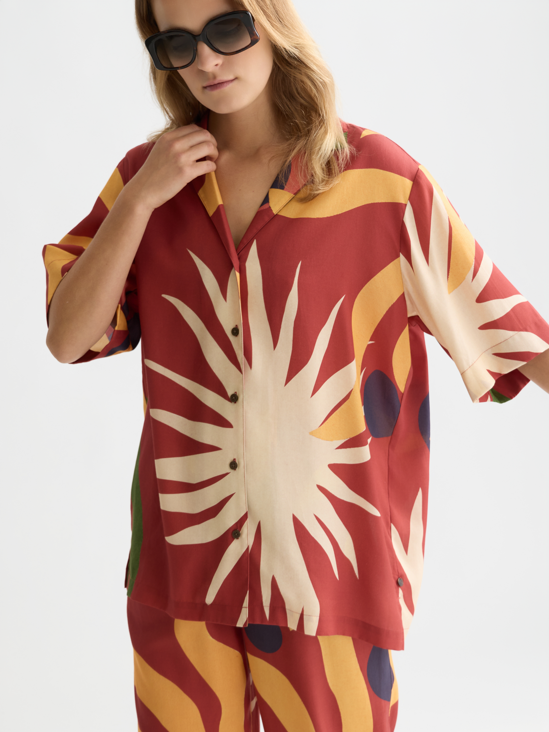 Printed short sleeved relaxed fit shirt