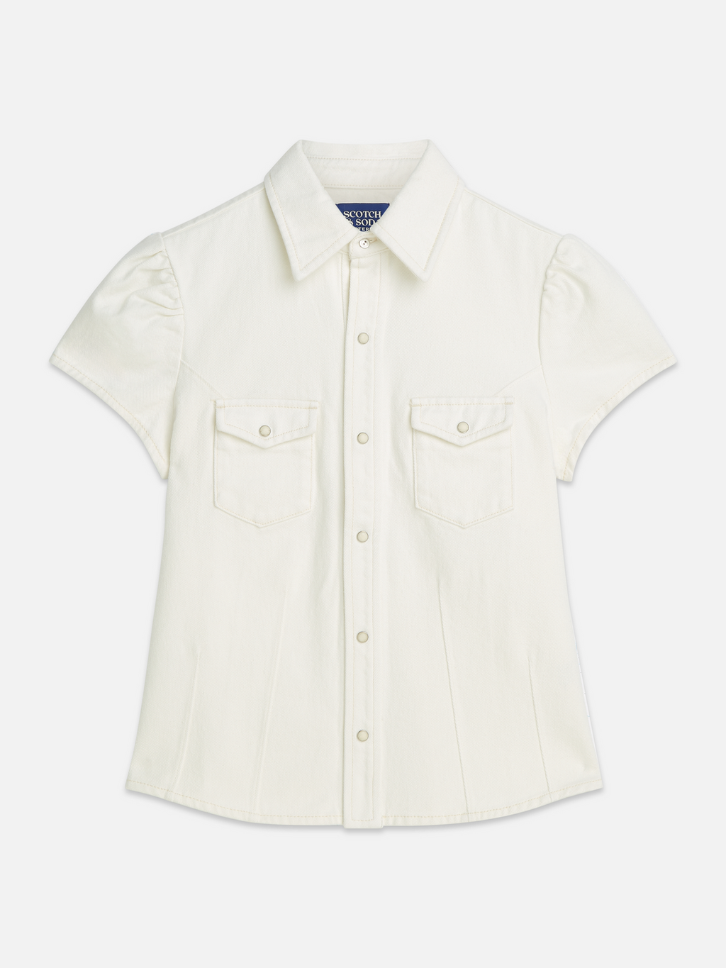 Cap sleeve denim shirt