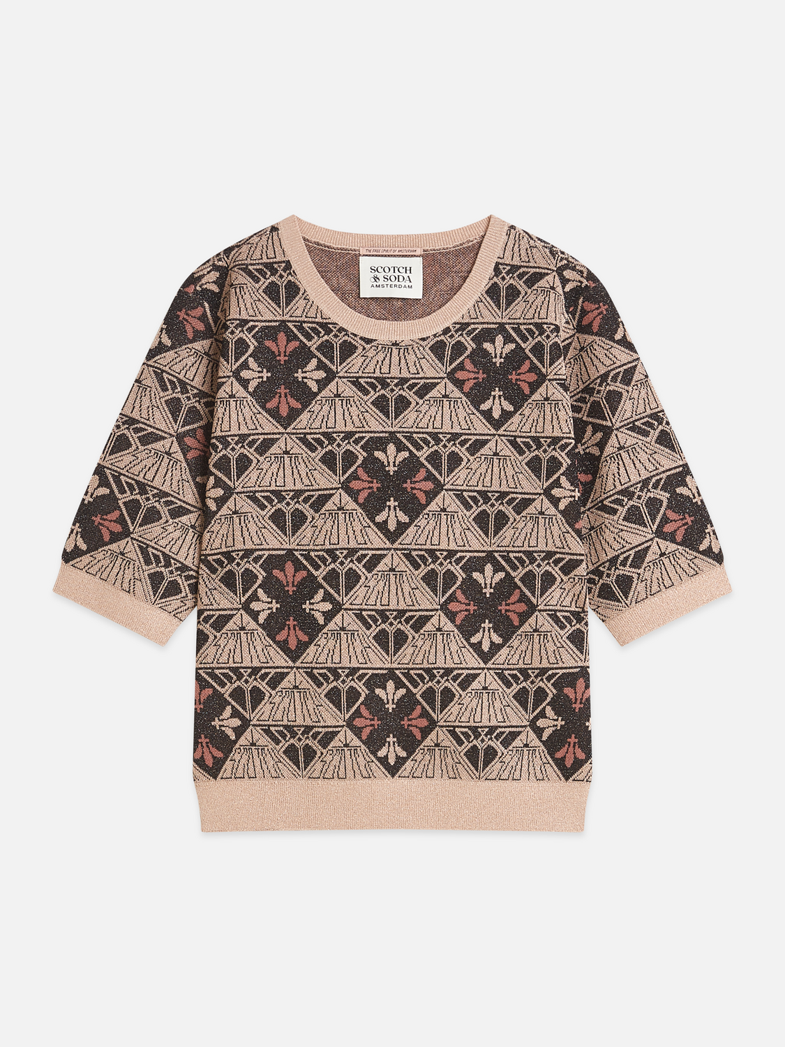 Monogram jacquard short-sleeved pullover