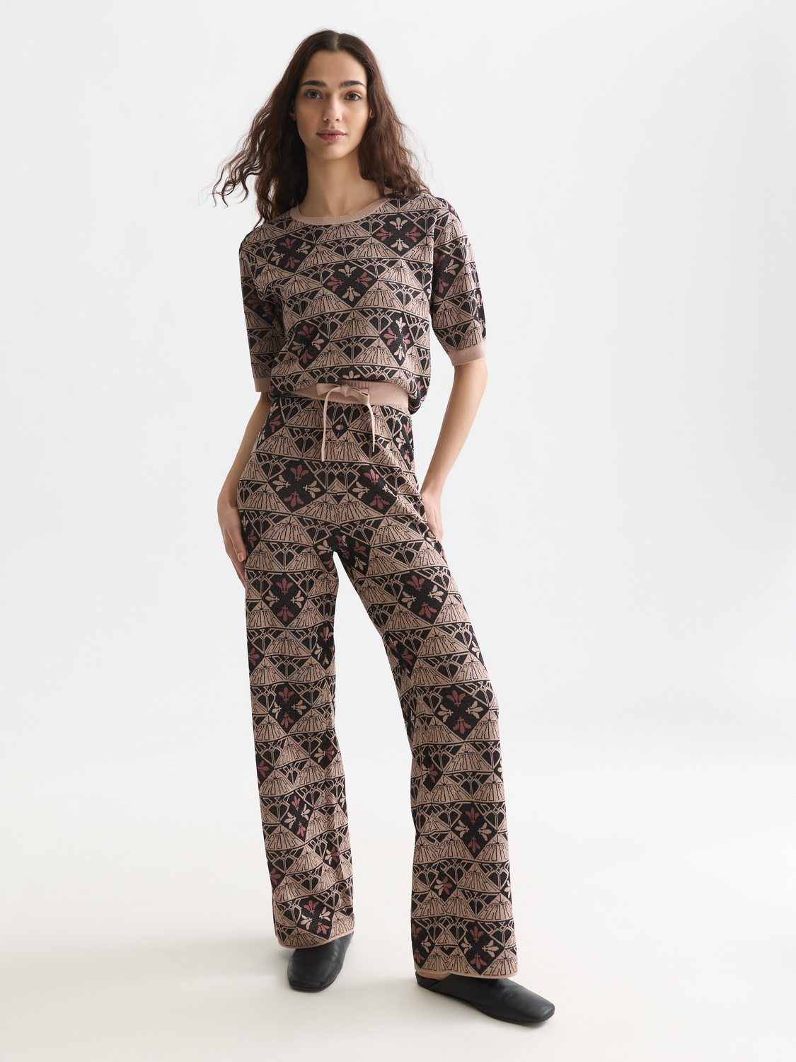 Monogram jacquard short-sleeved pullover