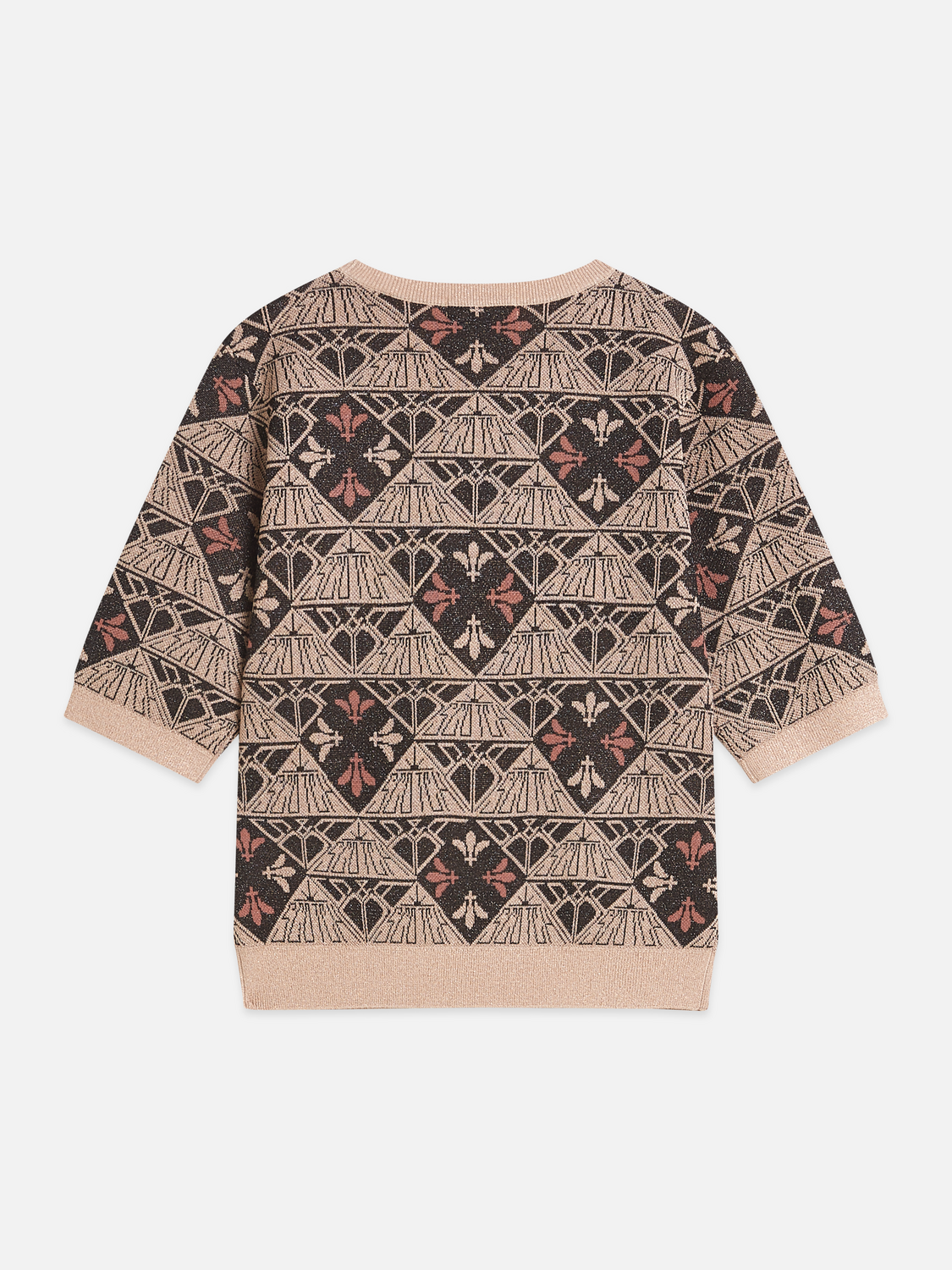Monogram jacquard short-sleeved pullover