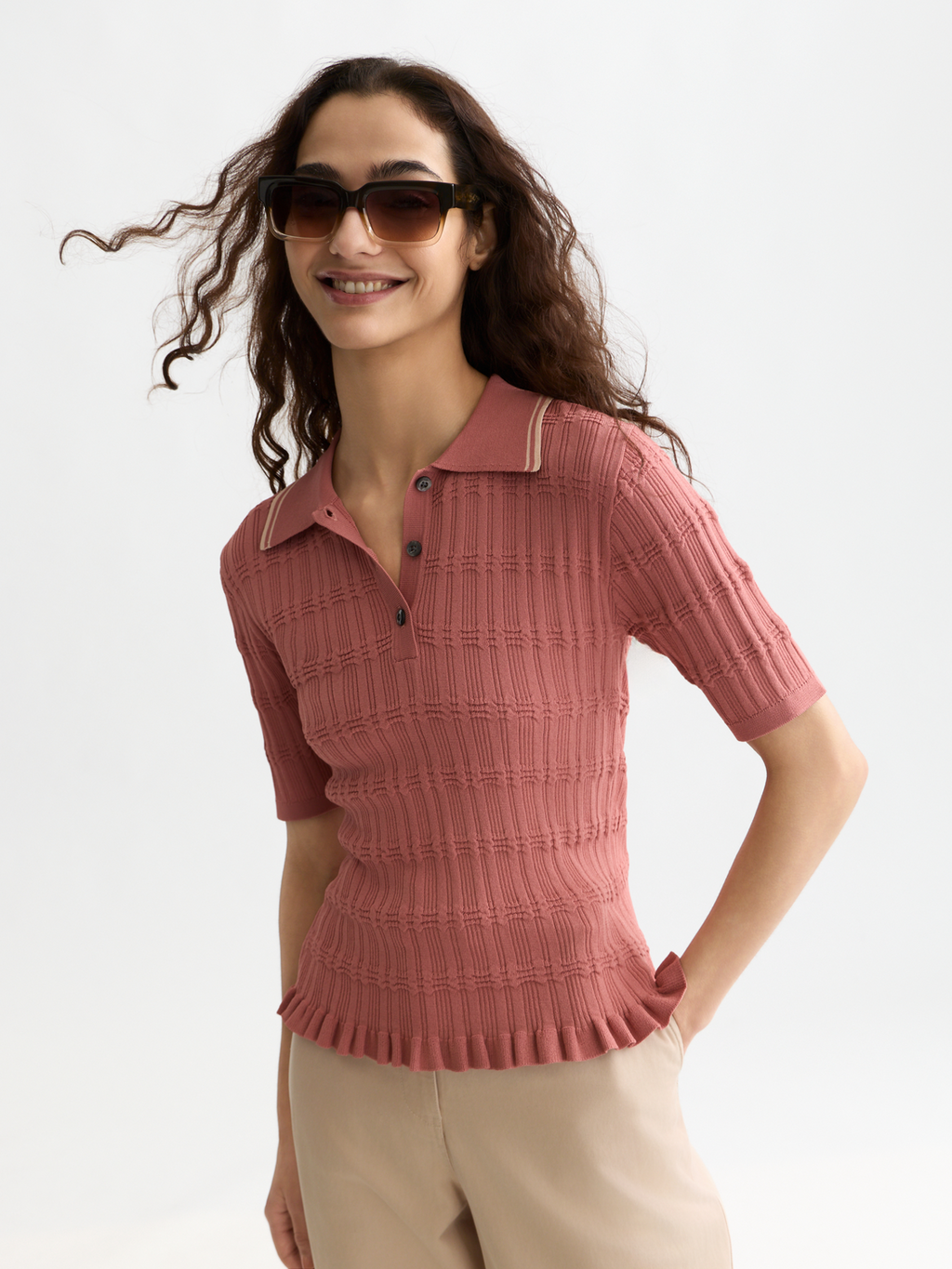 Ripple stitch fitted pullover