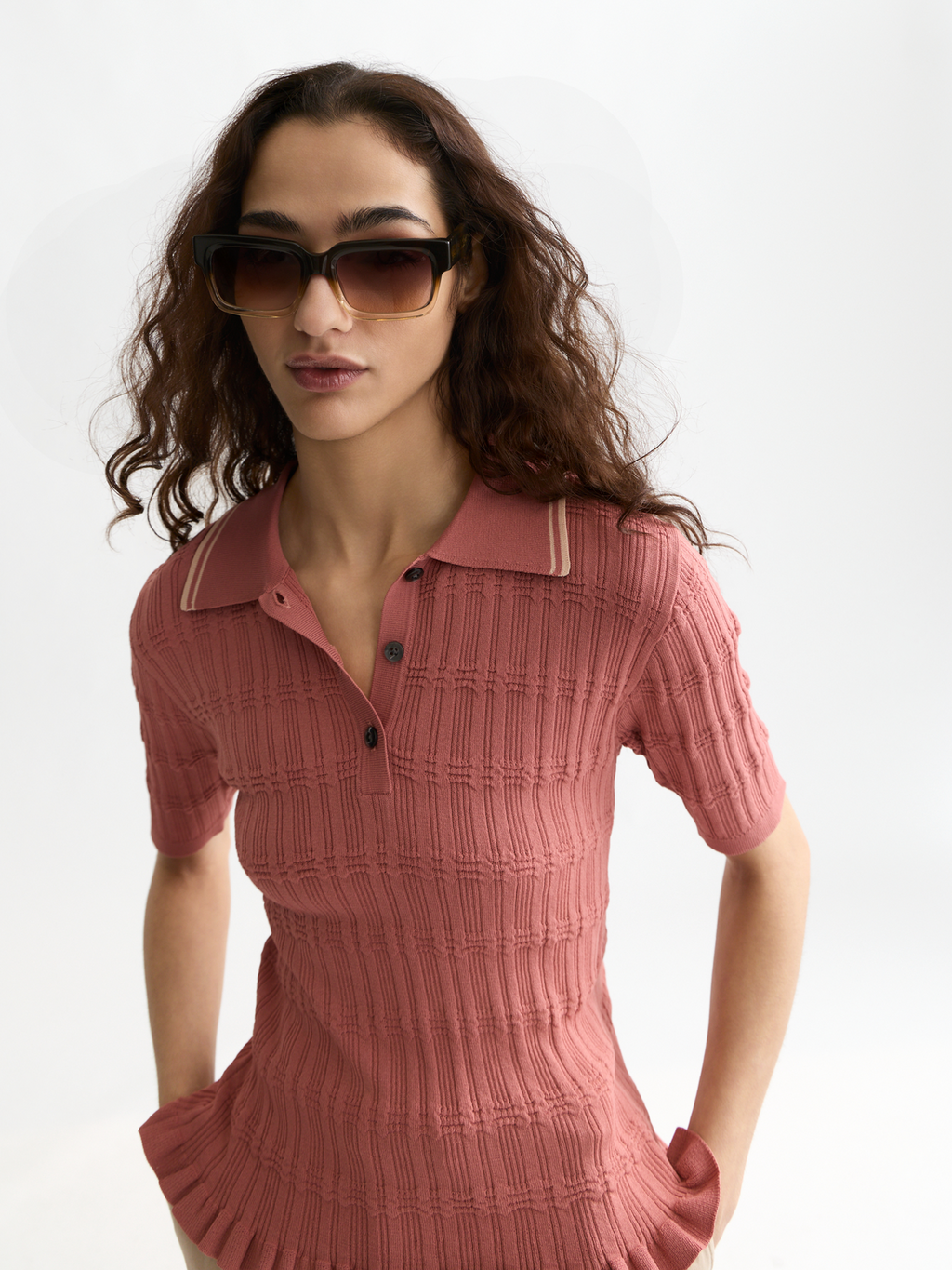 Ripple stitch fitted pullover