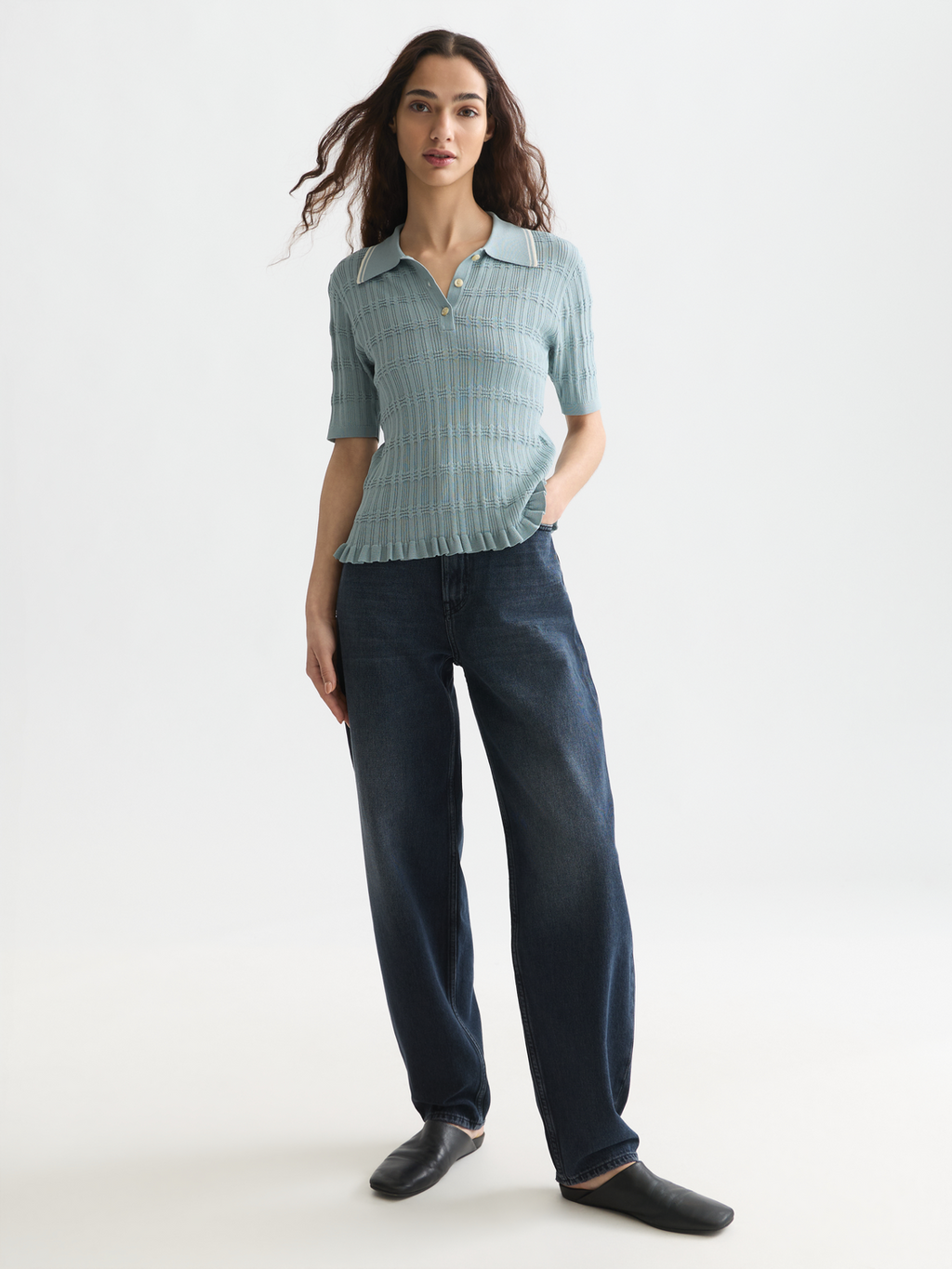 Ripple stitch fitted pullover