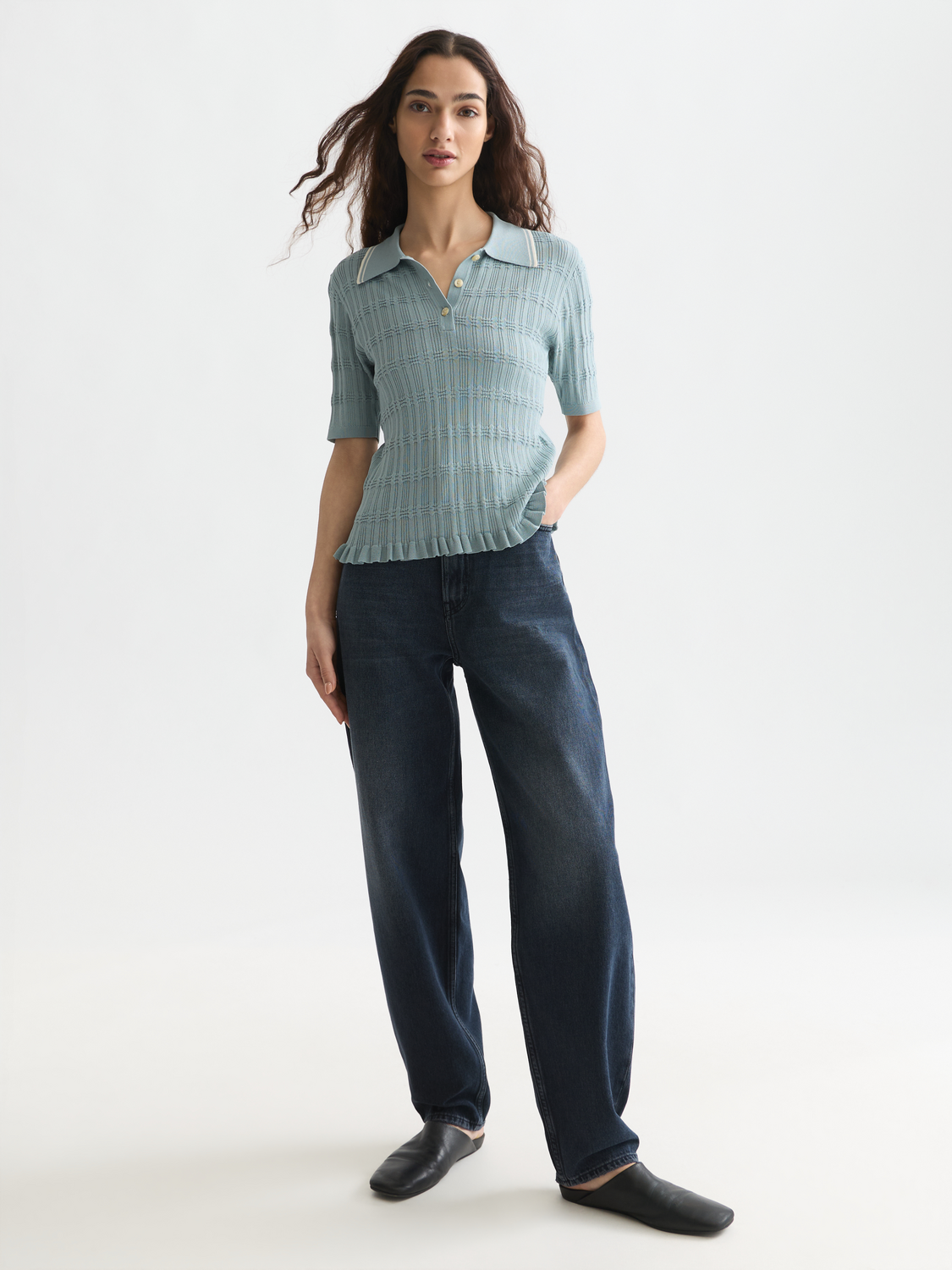 Ripple stitch fitted pullover