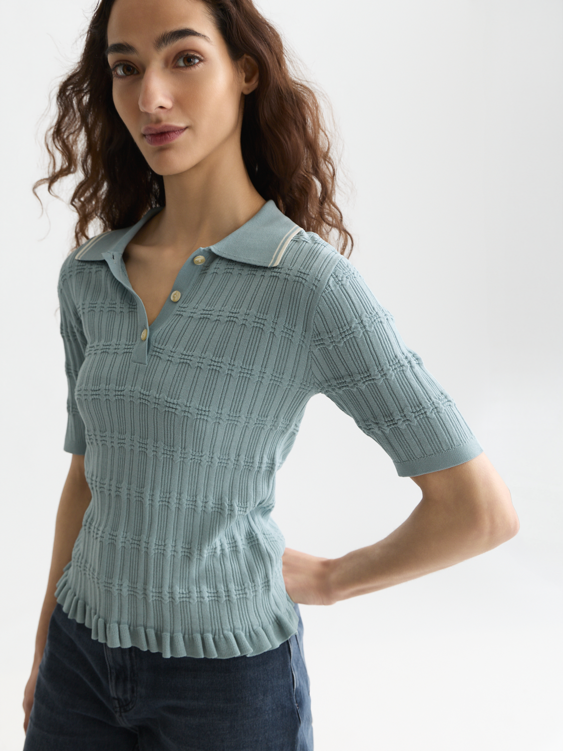 Ripple stitch fitted pullover