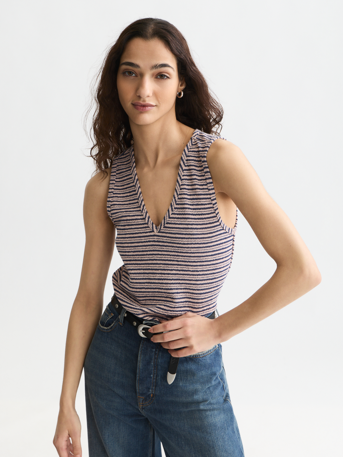 Stripe V-neck tank