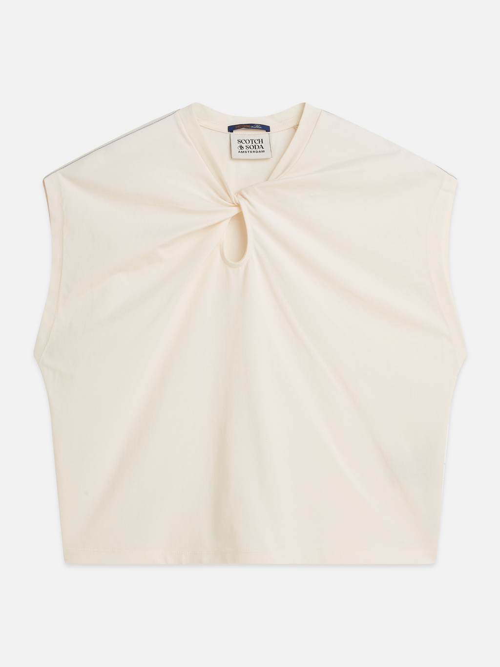 Twisted neckline T-shirt