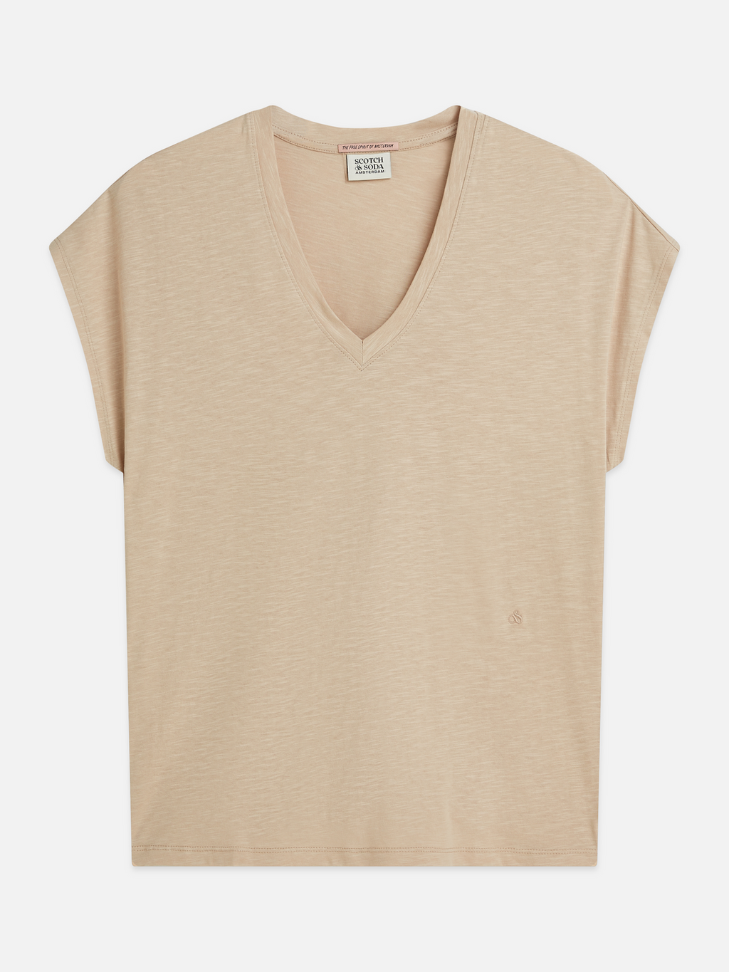 Ampersand embroidery V-neck T-shirt