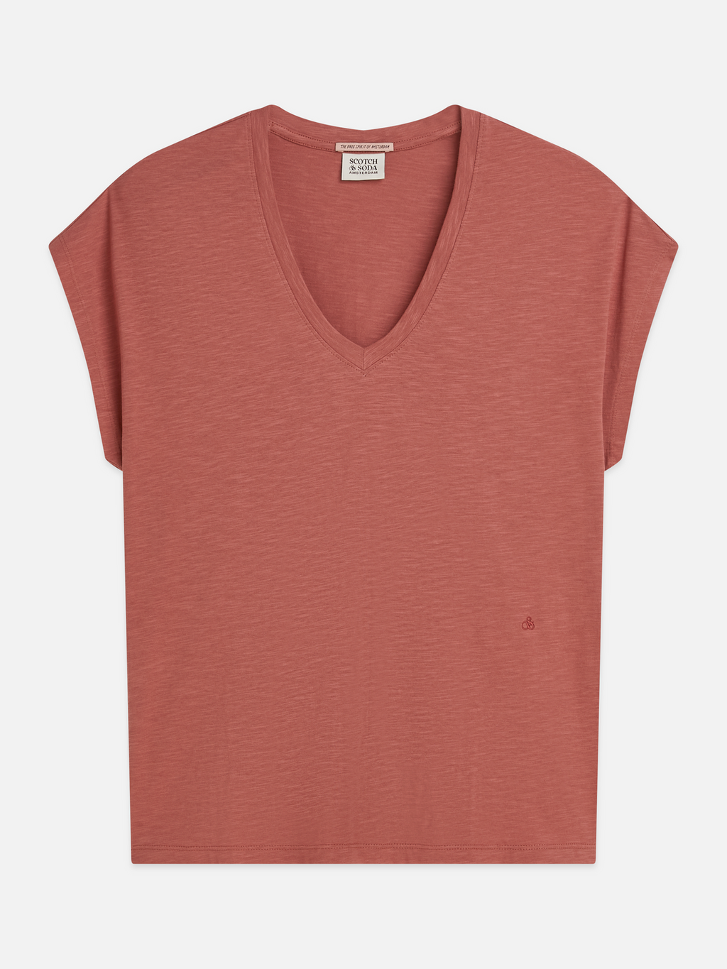 Ampersand embroidery V-neck T-shirt