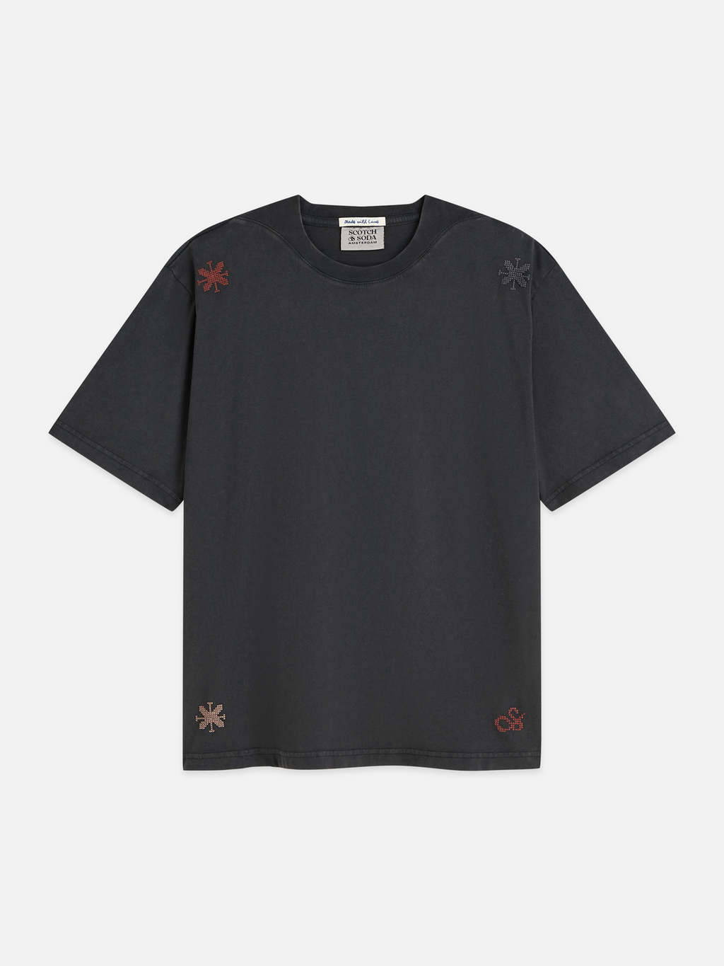 Embroidered washed loose t-shirt