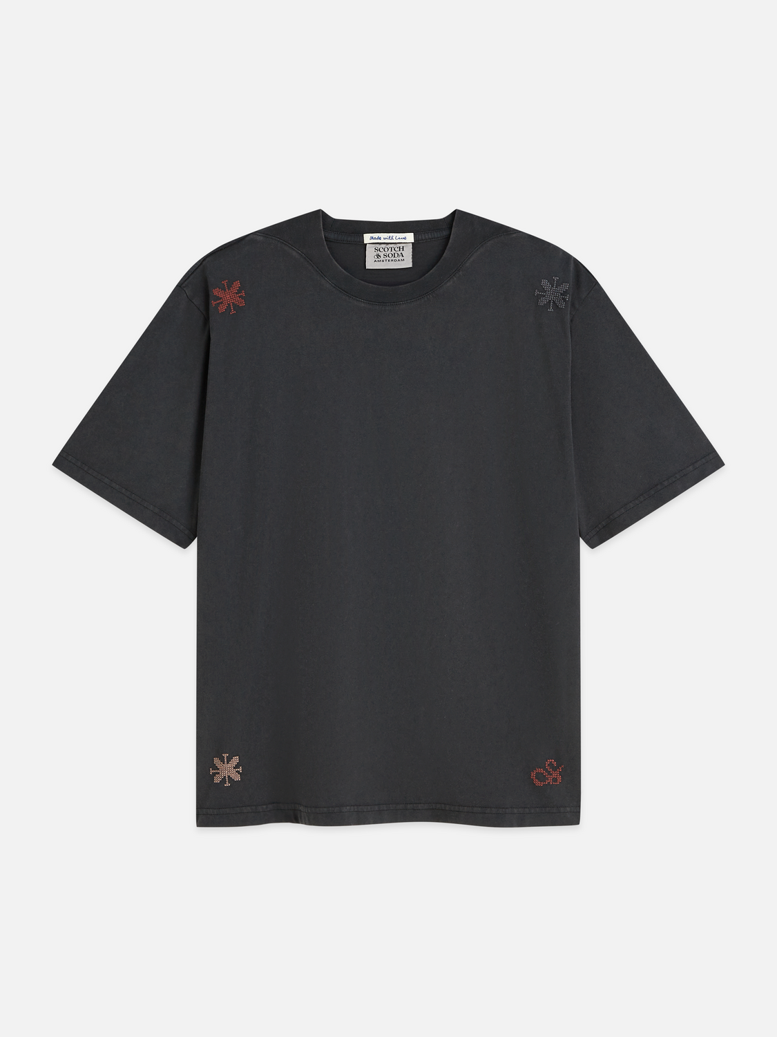 Embroidered washed loose t-shirt