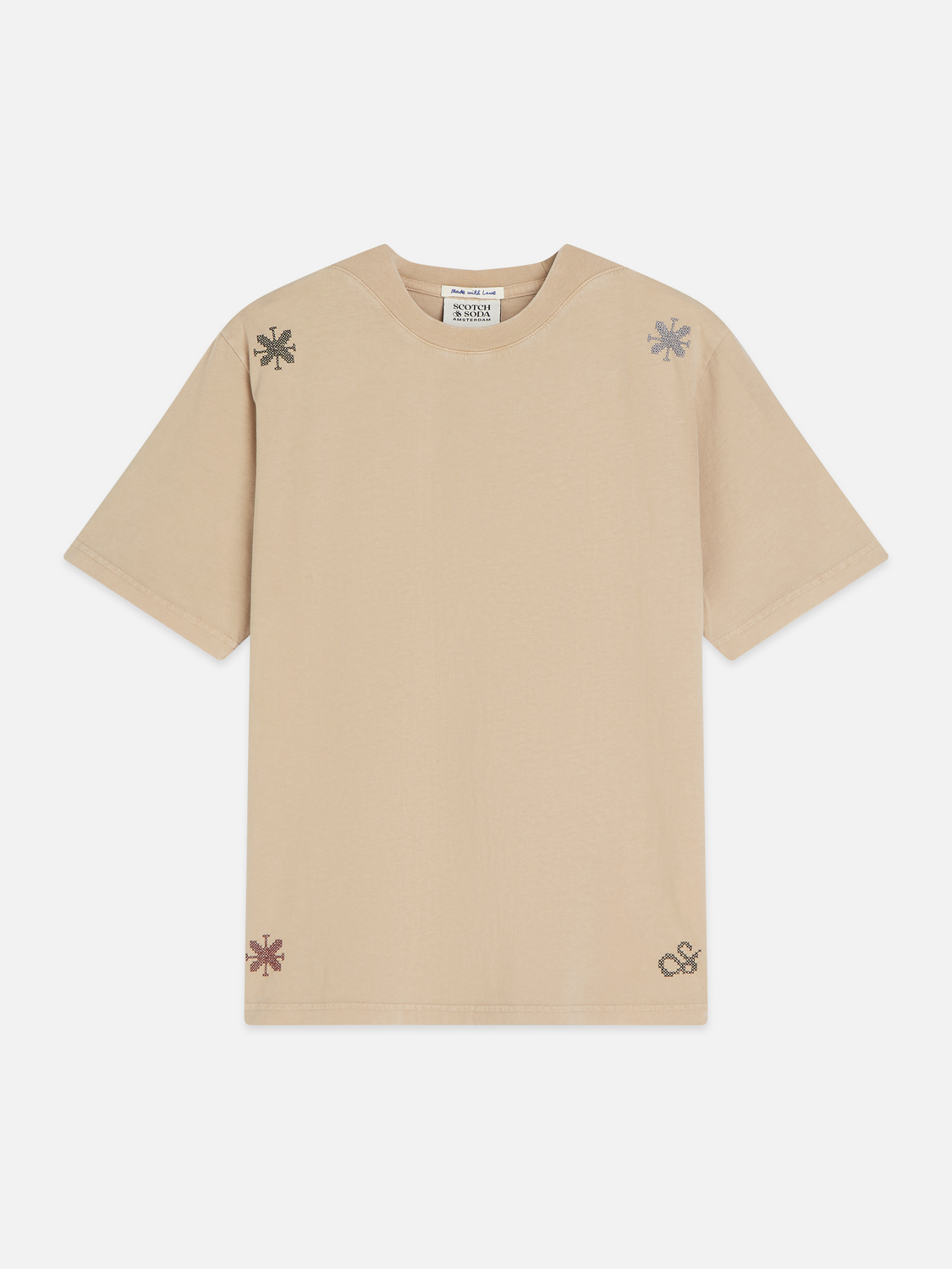 Embroidered washed loose t-shirt