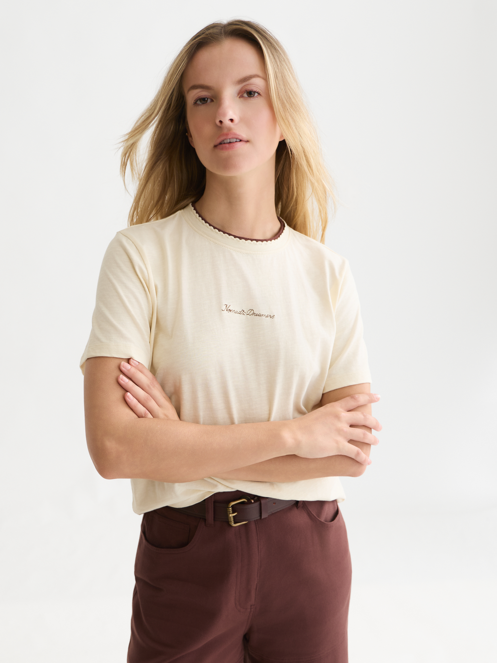 Chest Embroidery Cotton T-Shirt