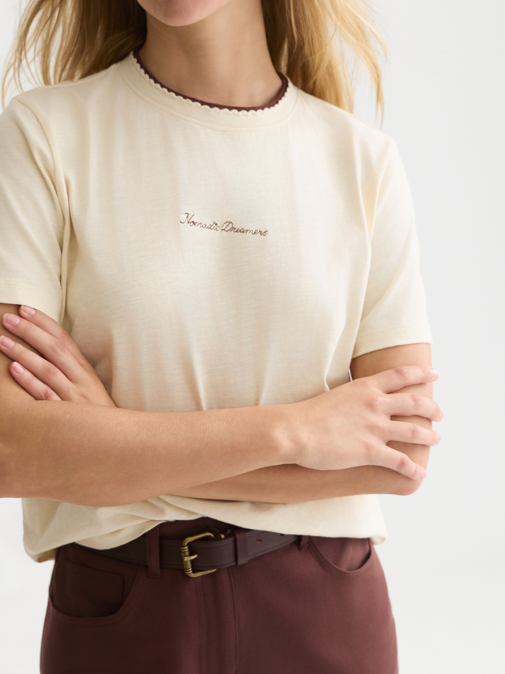 Chest Embroidery Cotton T-Shirt