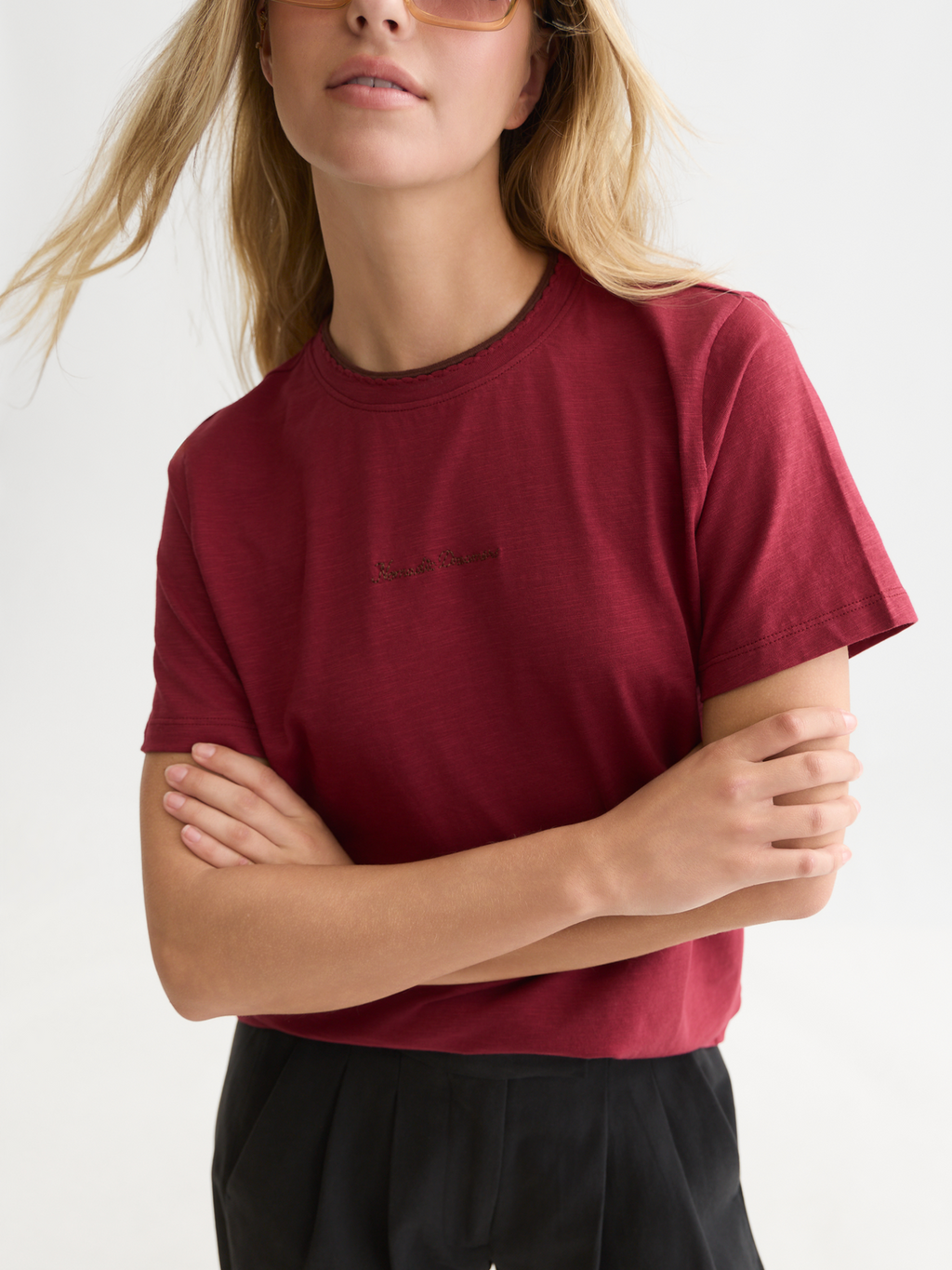Chest Embroidery Cotton T-Shirt