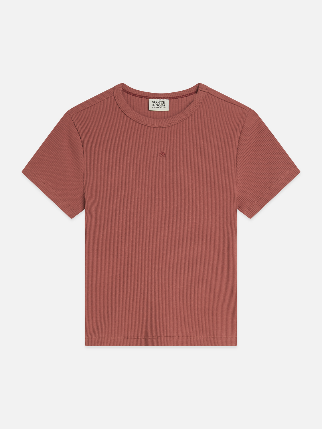 Ribbed Organic Stretch Cotton T-Shirt