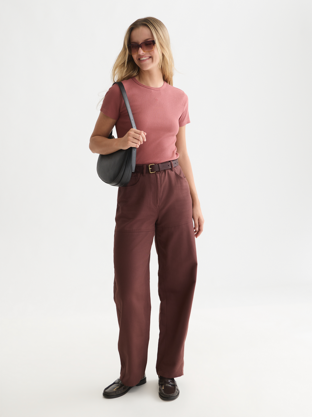 Ribbed Organic Stretch Cotton T-Shirt