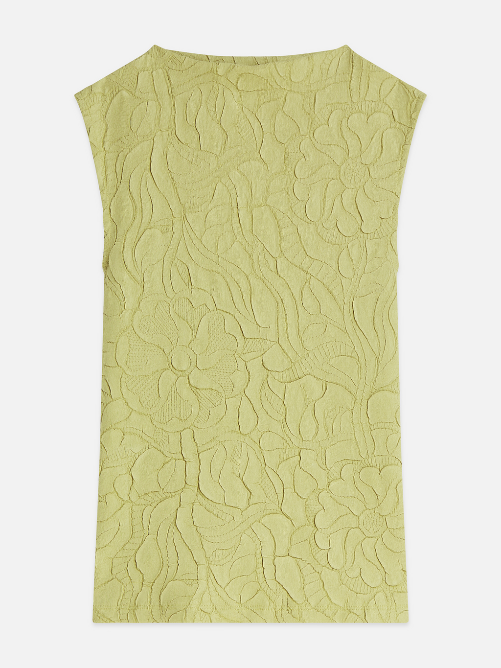 Embossed pleat mock neck tank