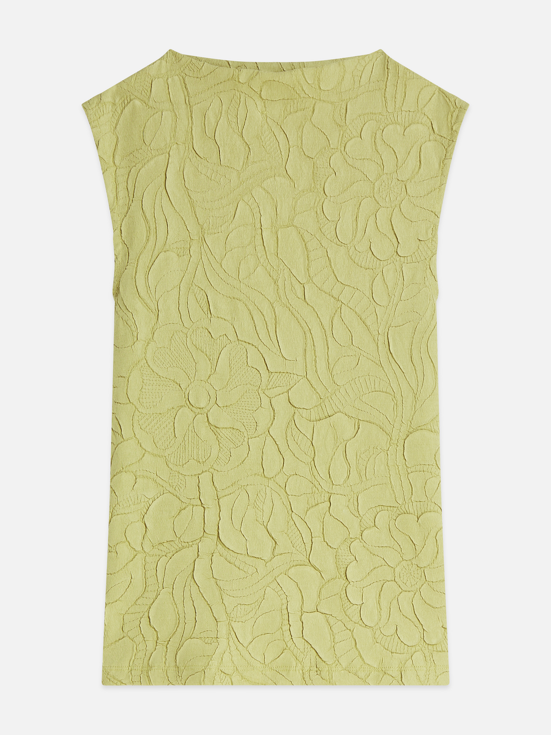 Embossed pleat mock neck tank