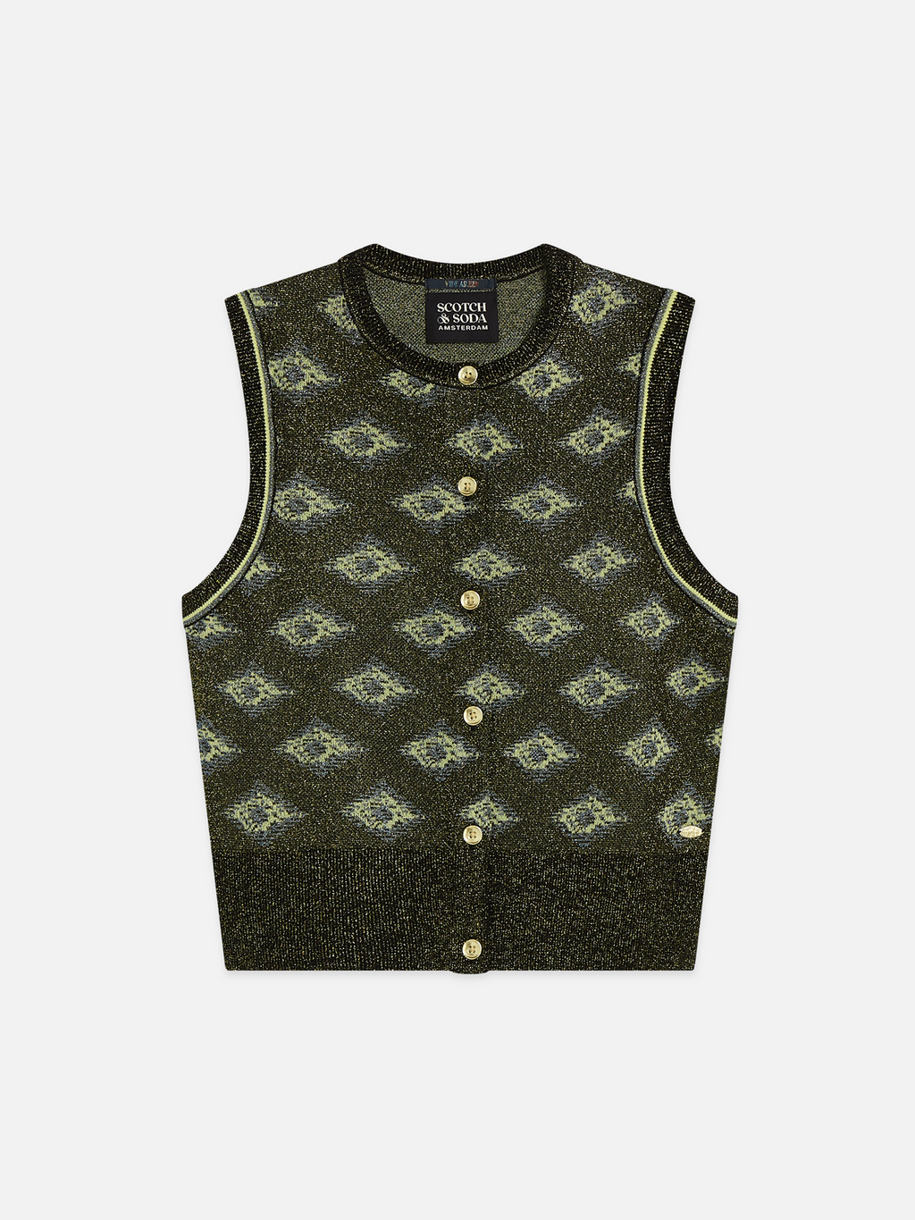 Jacquard knitted relaxed-fit vest