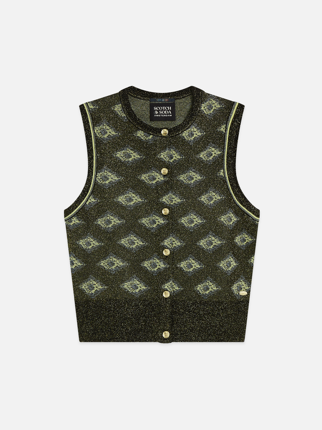 Jacquard knitted relaxed-fit vest