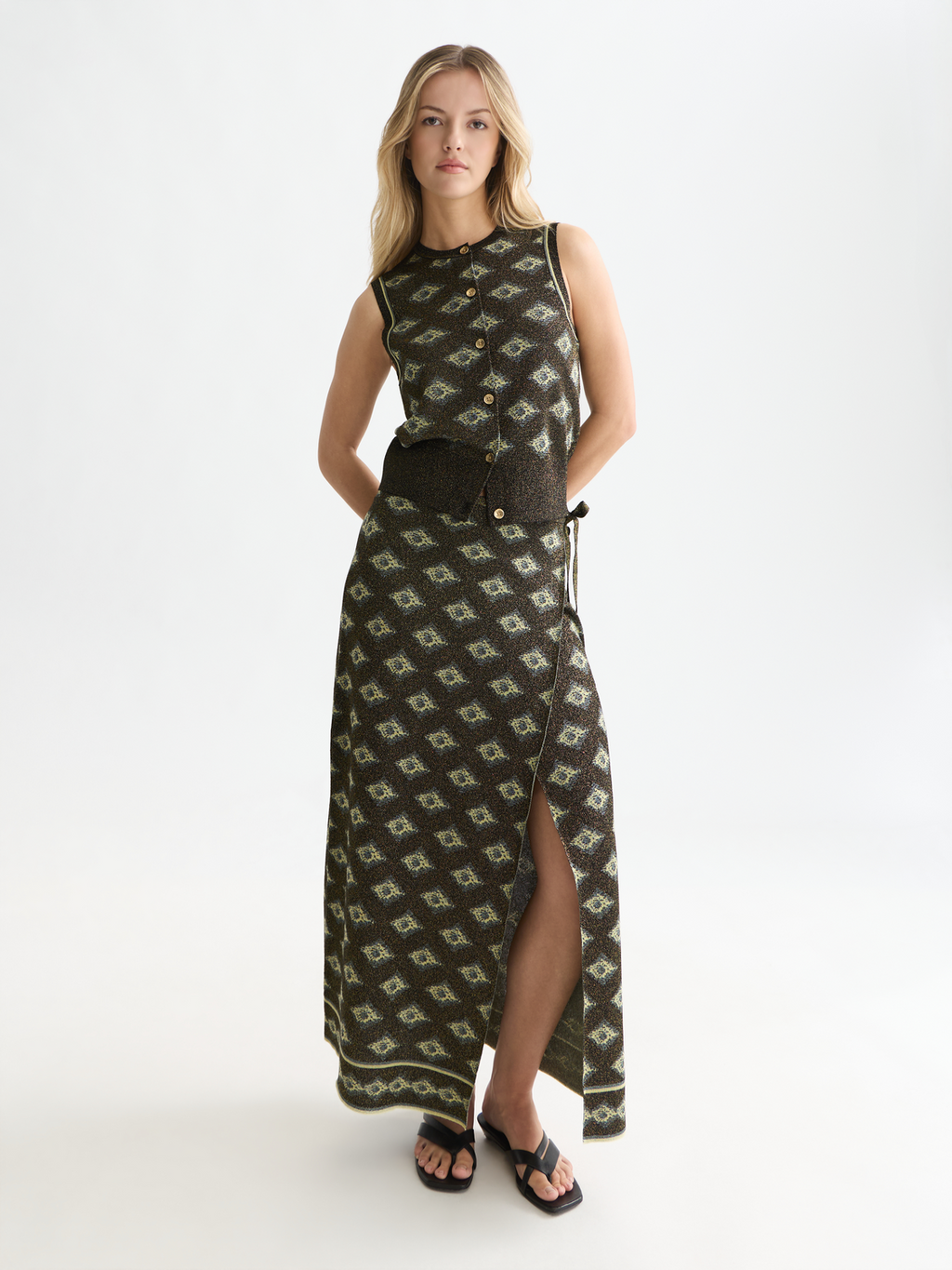 Jacquard knitted relaxed-fit vest