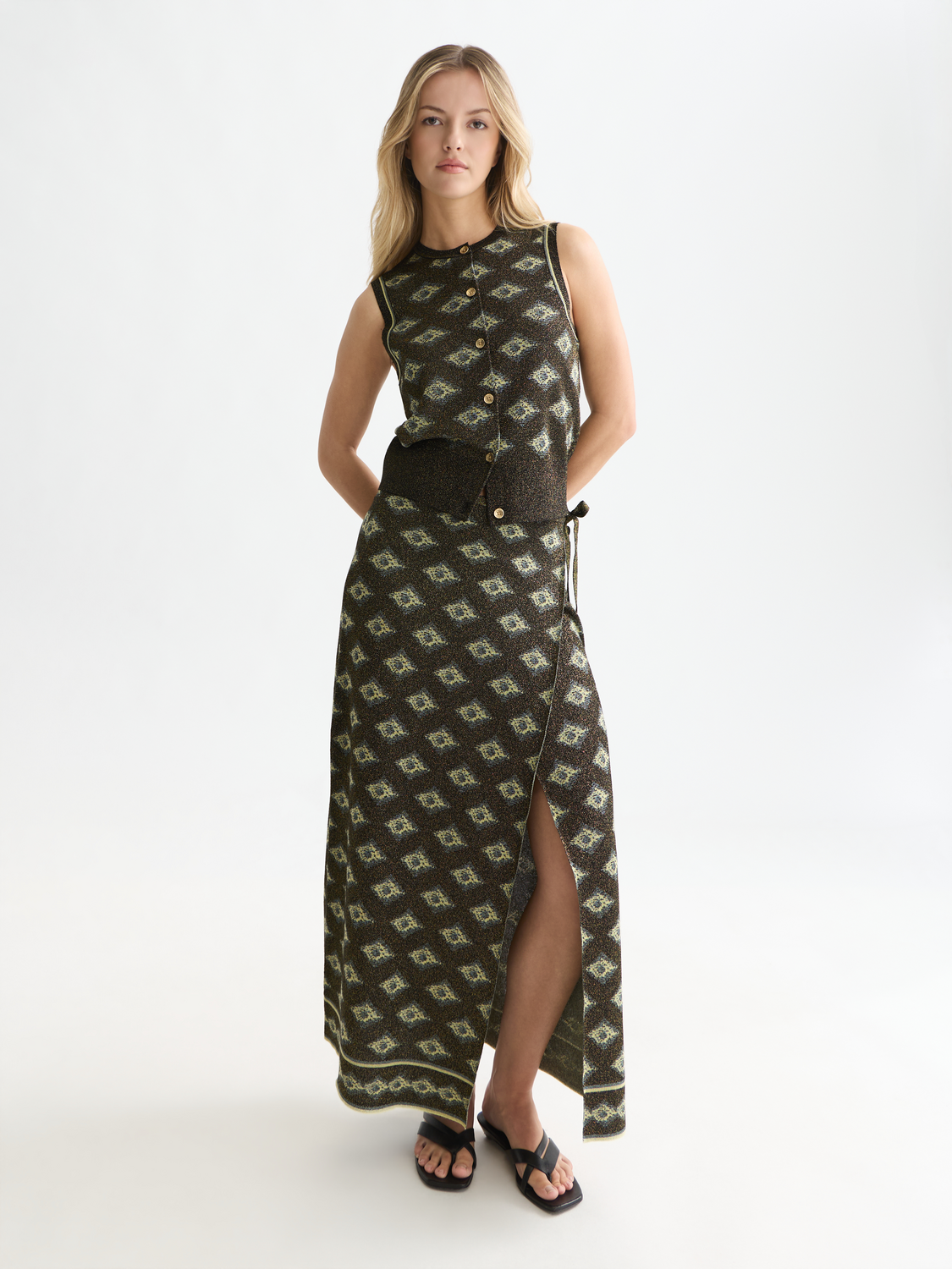 Jacquard knitted relaxed-fit vest