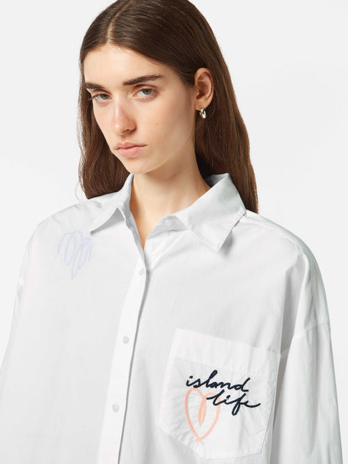 Embroidered poplin shirt