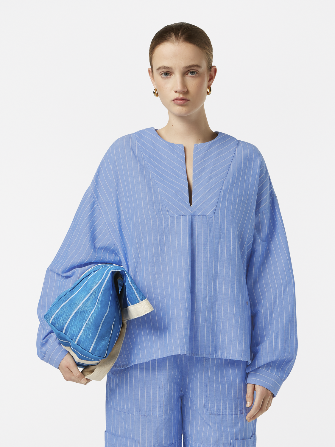 Cotton Linen bib shirt