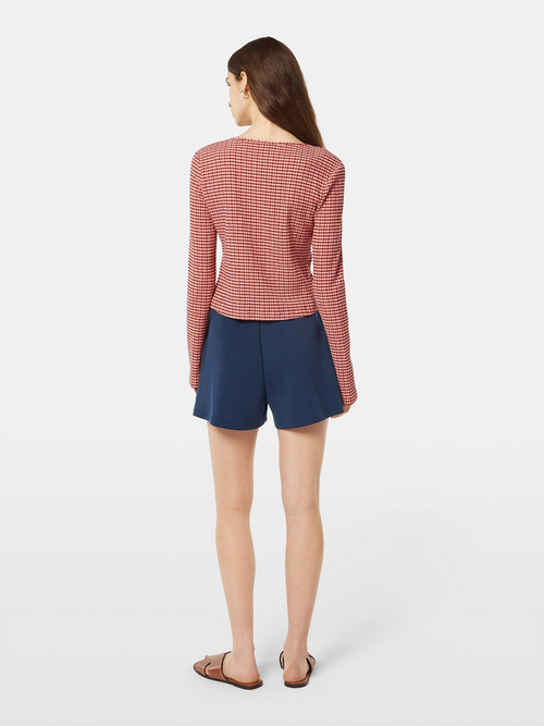 Structured gingham LS t-shirt