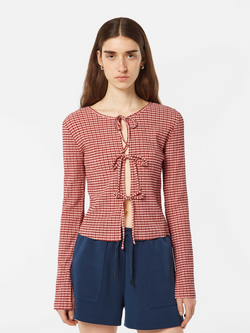 Structured gingham LS t-shirt