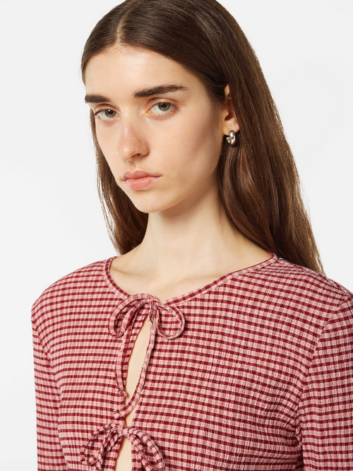 Structured gingham LS t-shirt