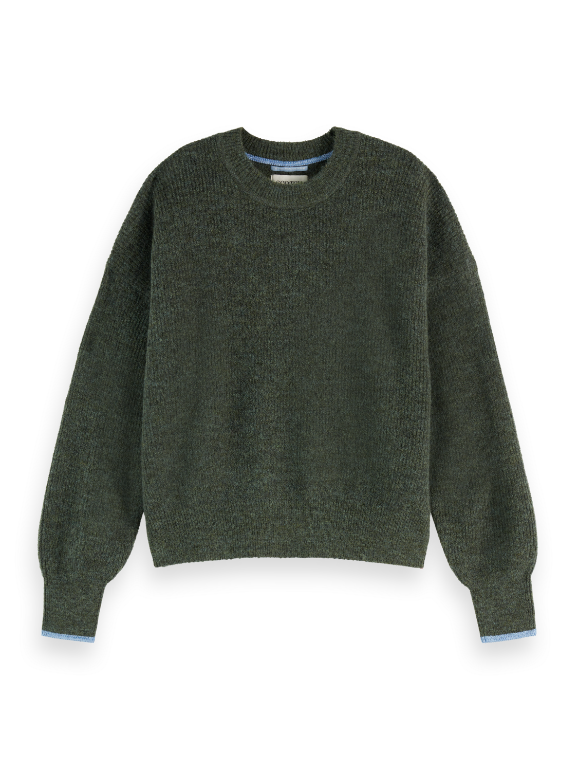 Fuzzy crew neck pullover