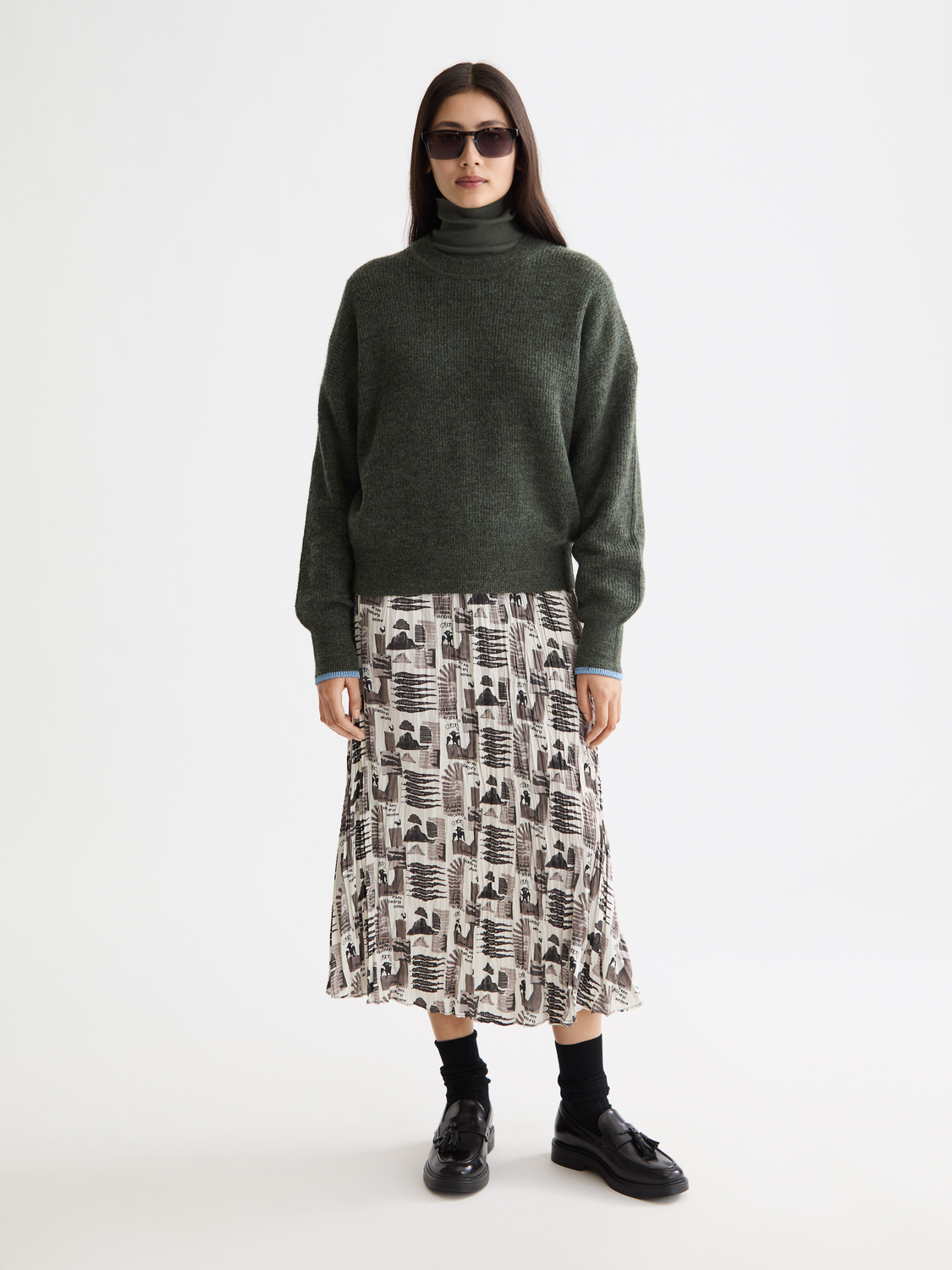 Fuzzy crew neck pullover