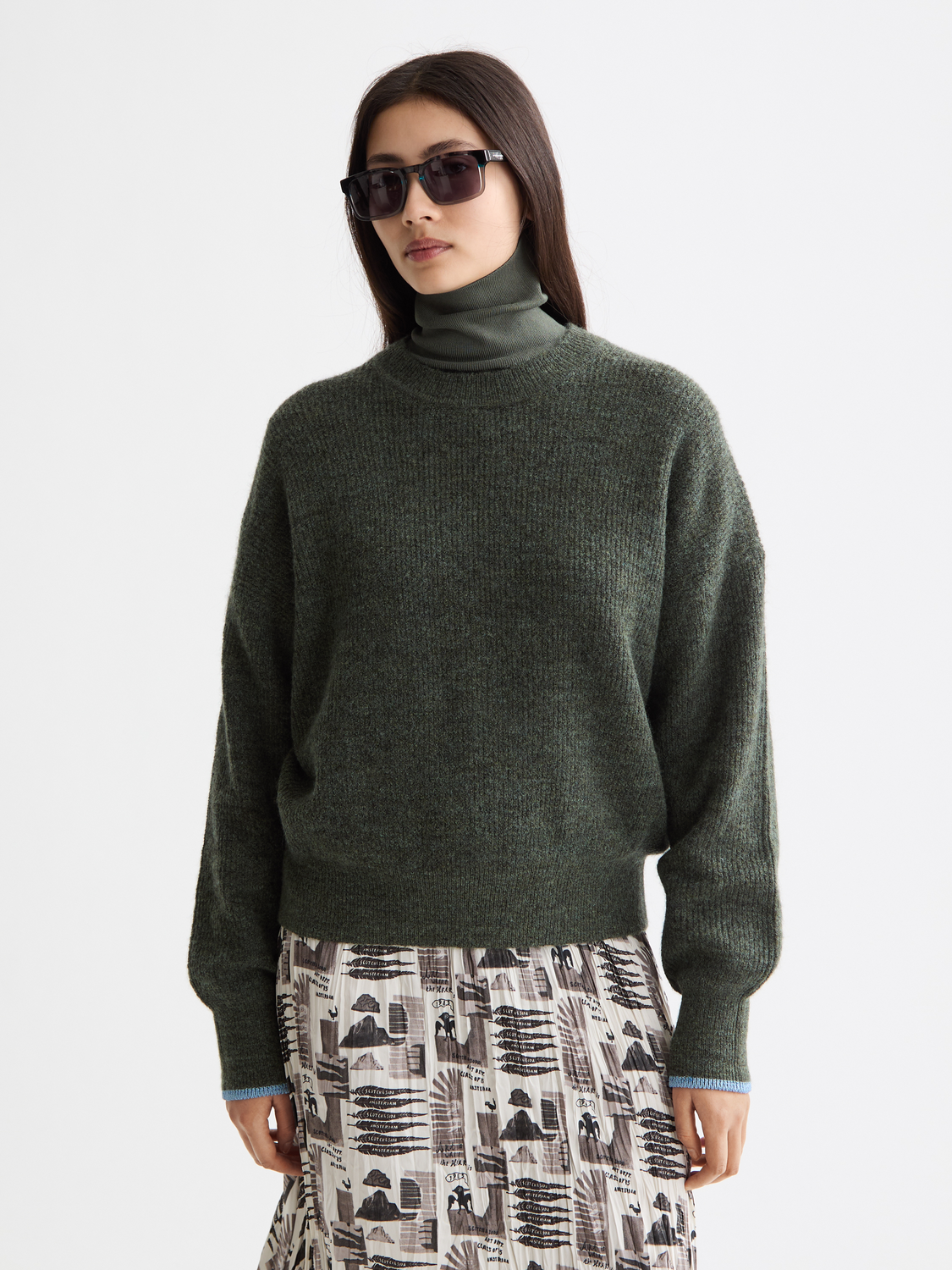 Fuzzy crew neck pullover