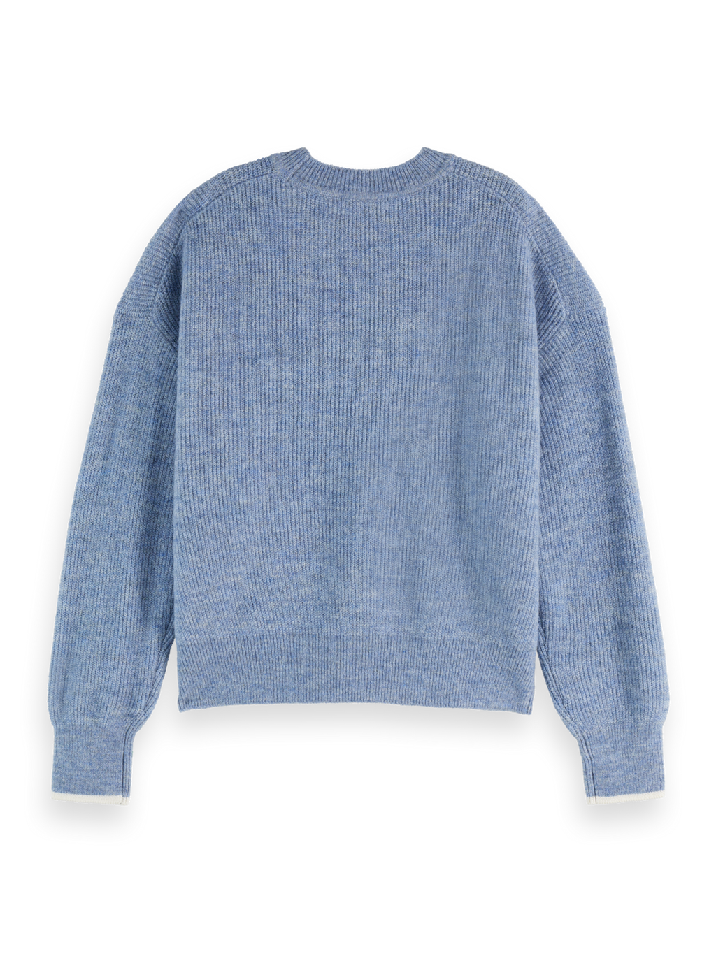 Fuzzy crew neck pullover - FADED DENIM MELANGE