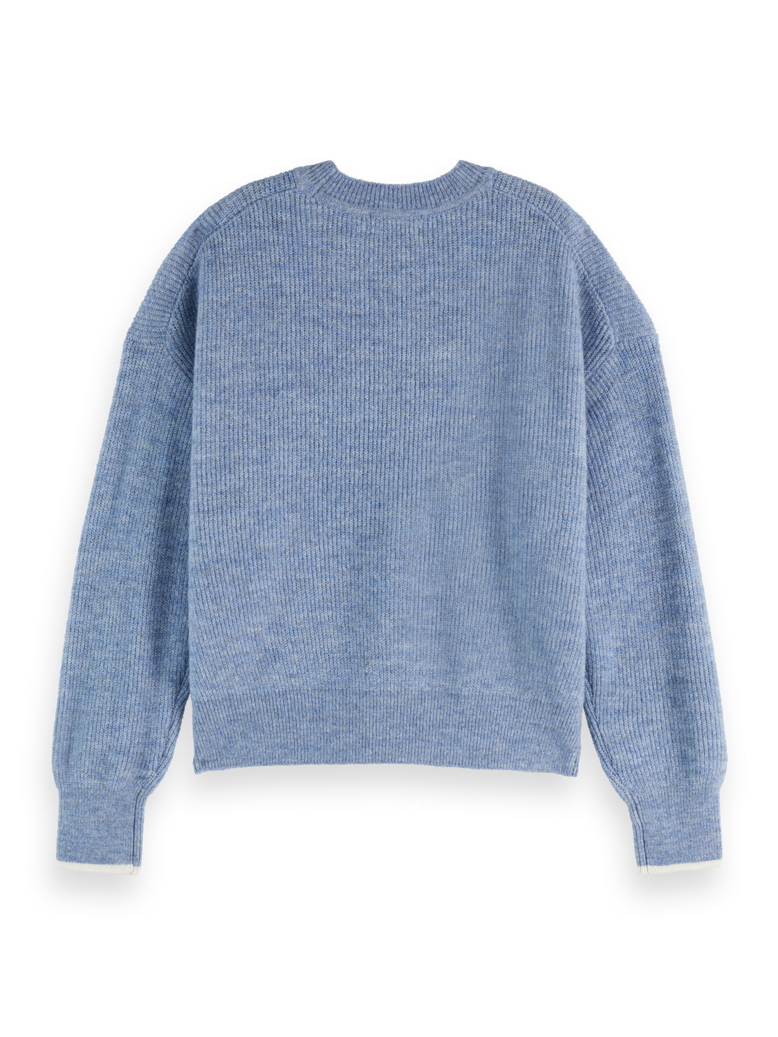 Fuzzy crew neck pullover - FADED DENIM MELANGE