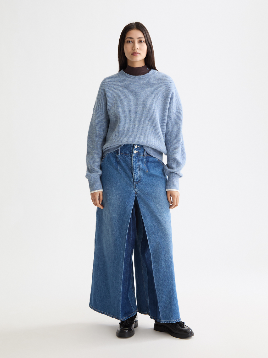Fuzzy crew neck pullover