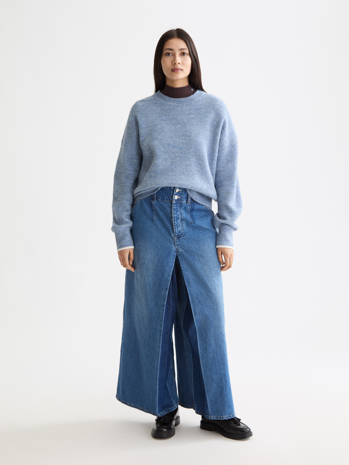 Fuzzy crew neck pullover