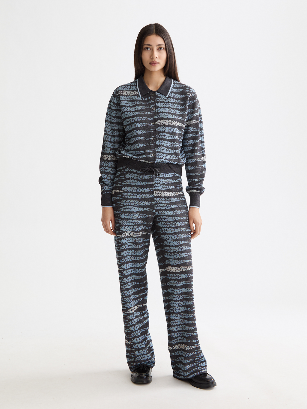 Lurex jacquard cardigan