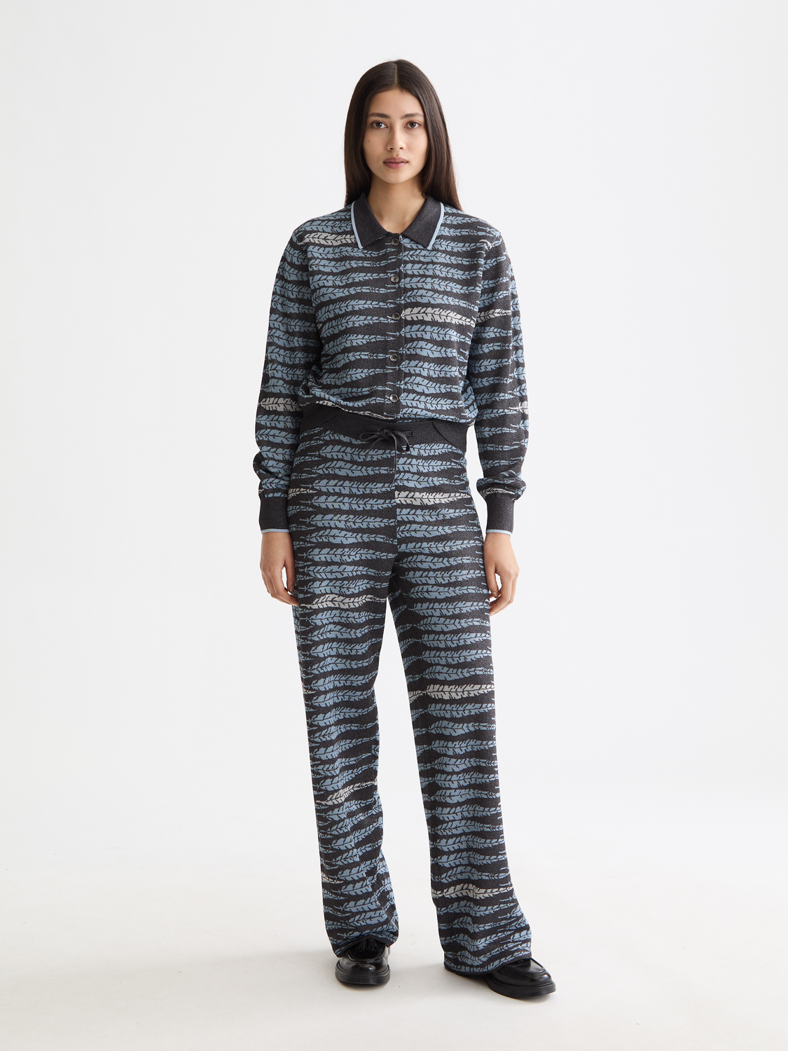 Lurex jacquard cardigan