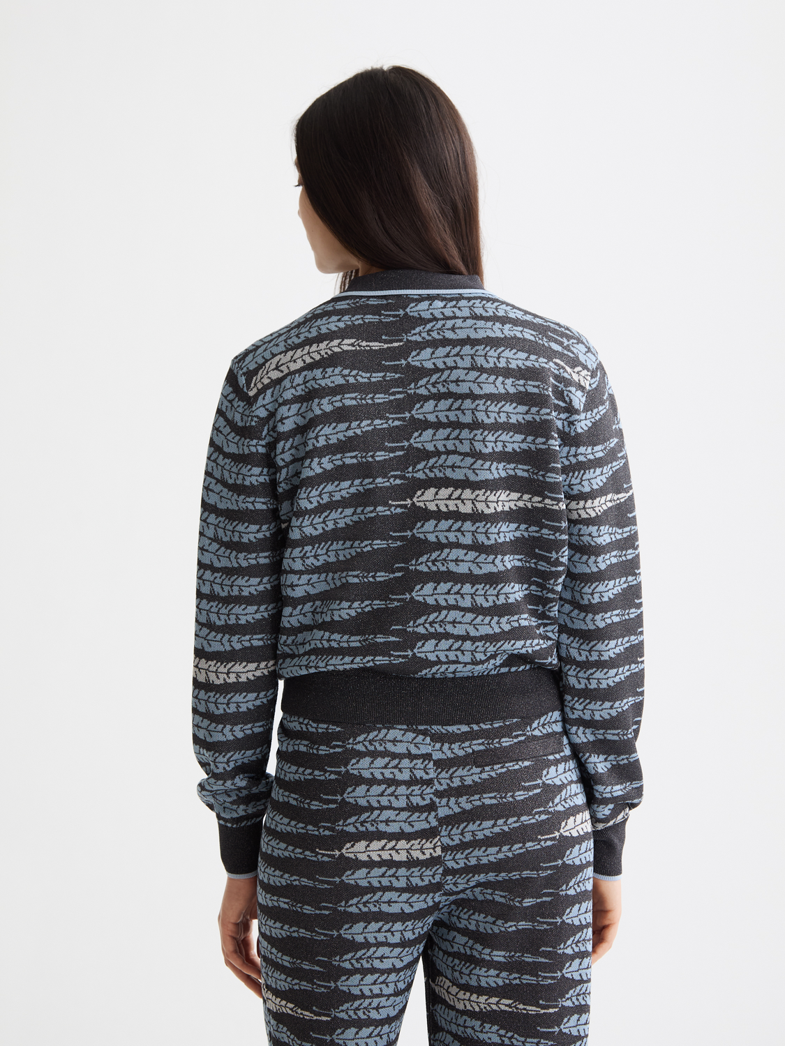 Lurex jacquard cardigan