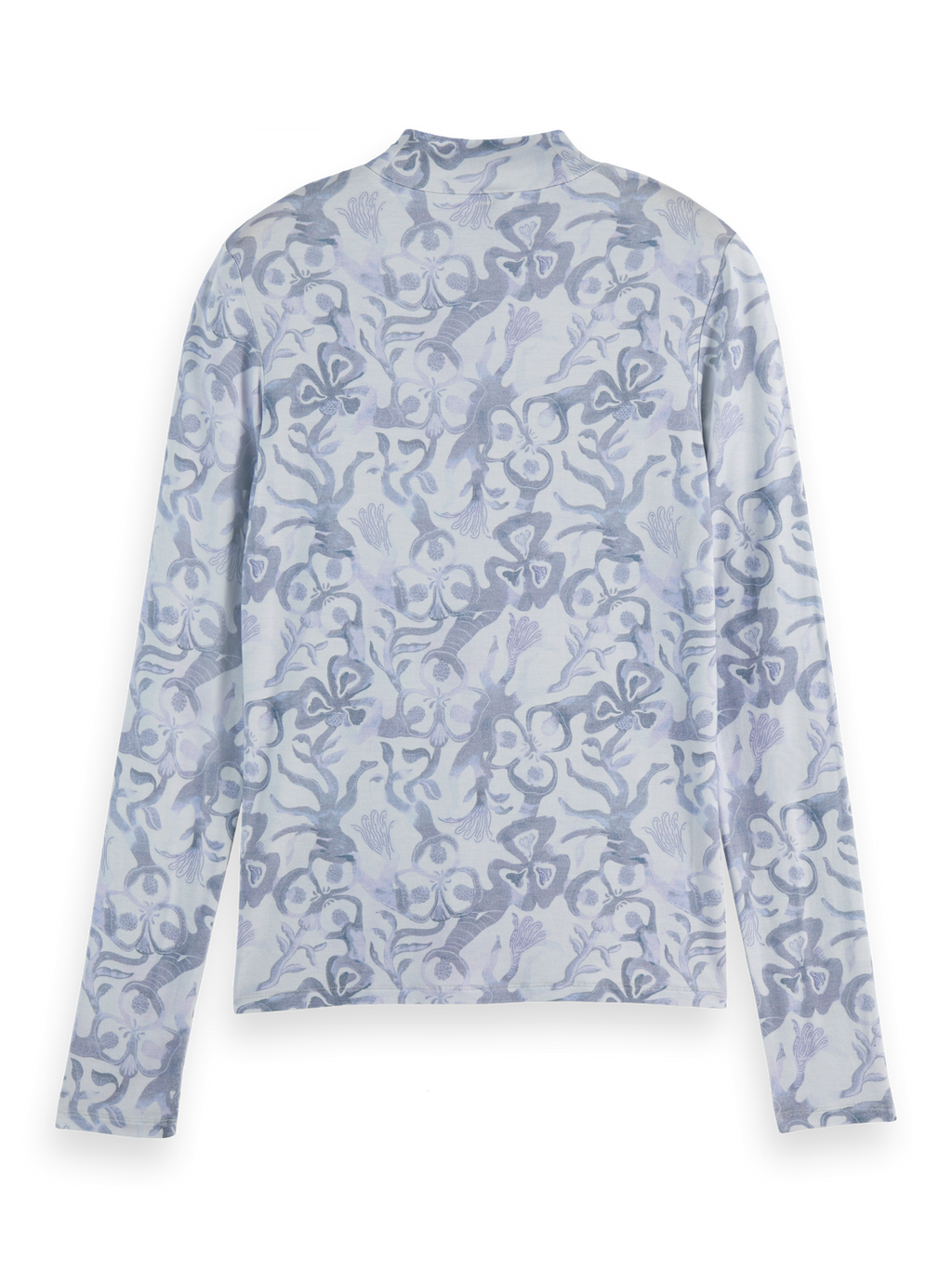 Printed mock neck long sleeve top