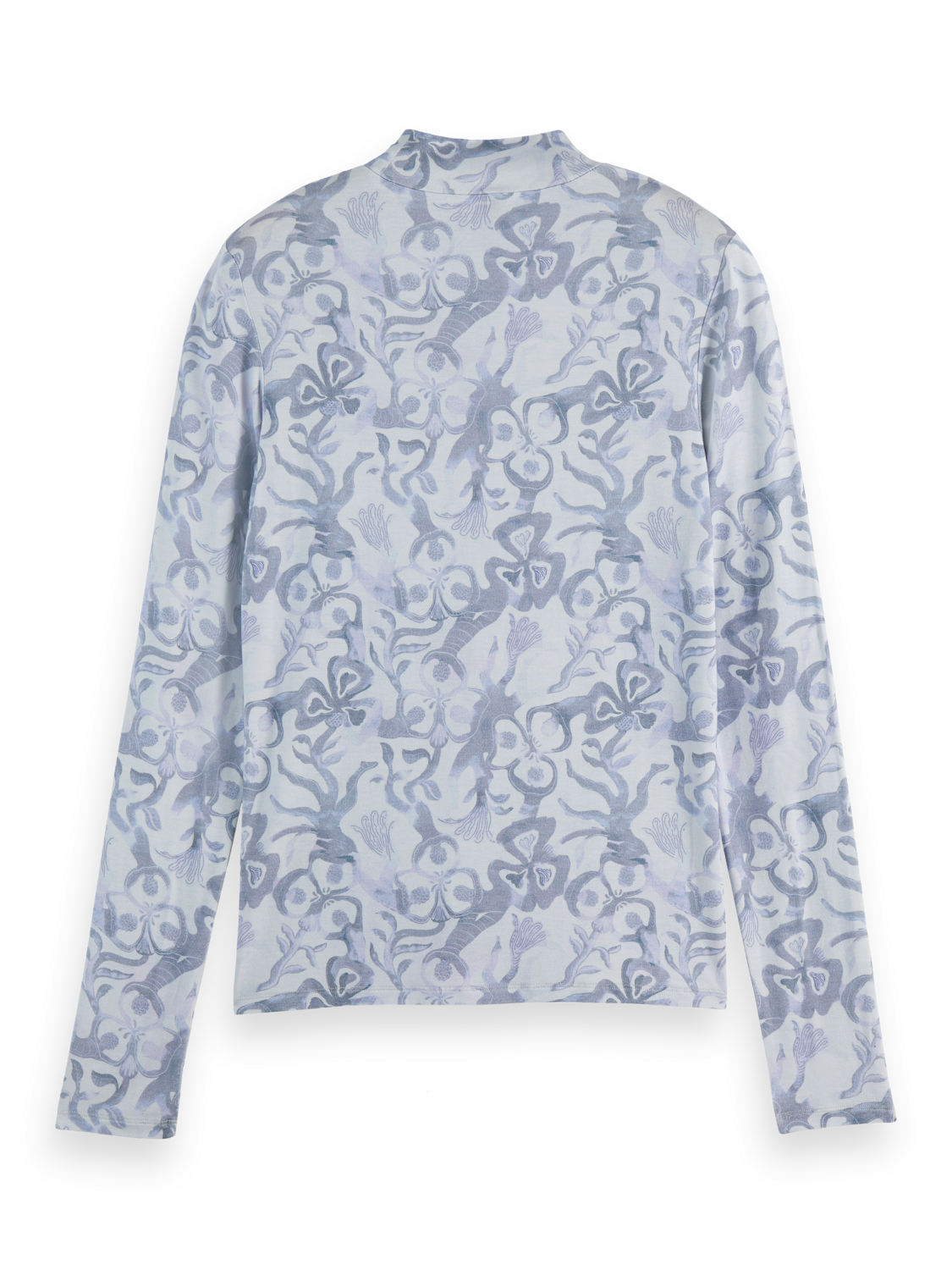 Printed mock neck long sleeve top