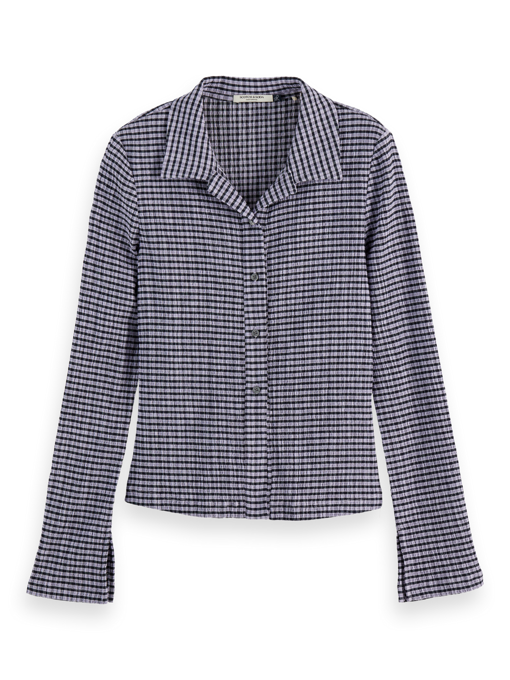 gingham button up long sleeve top