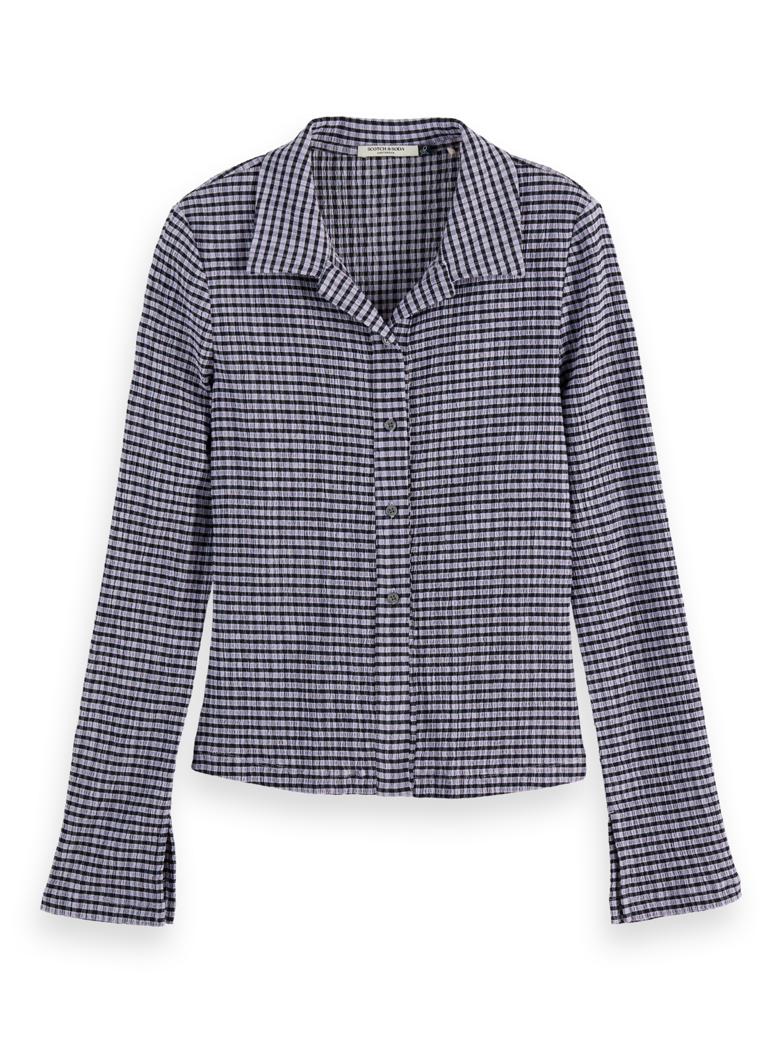 gingham button up long sleeve top
