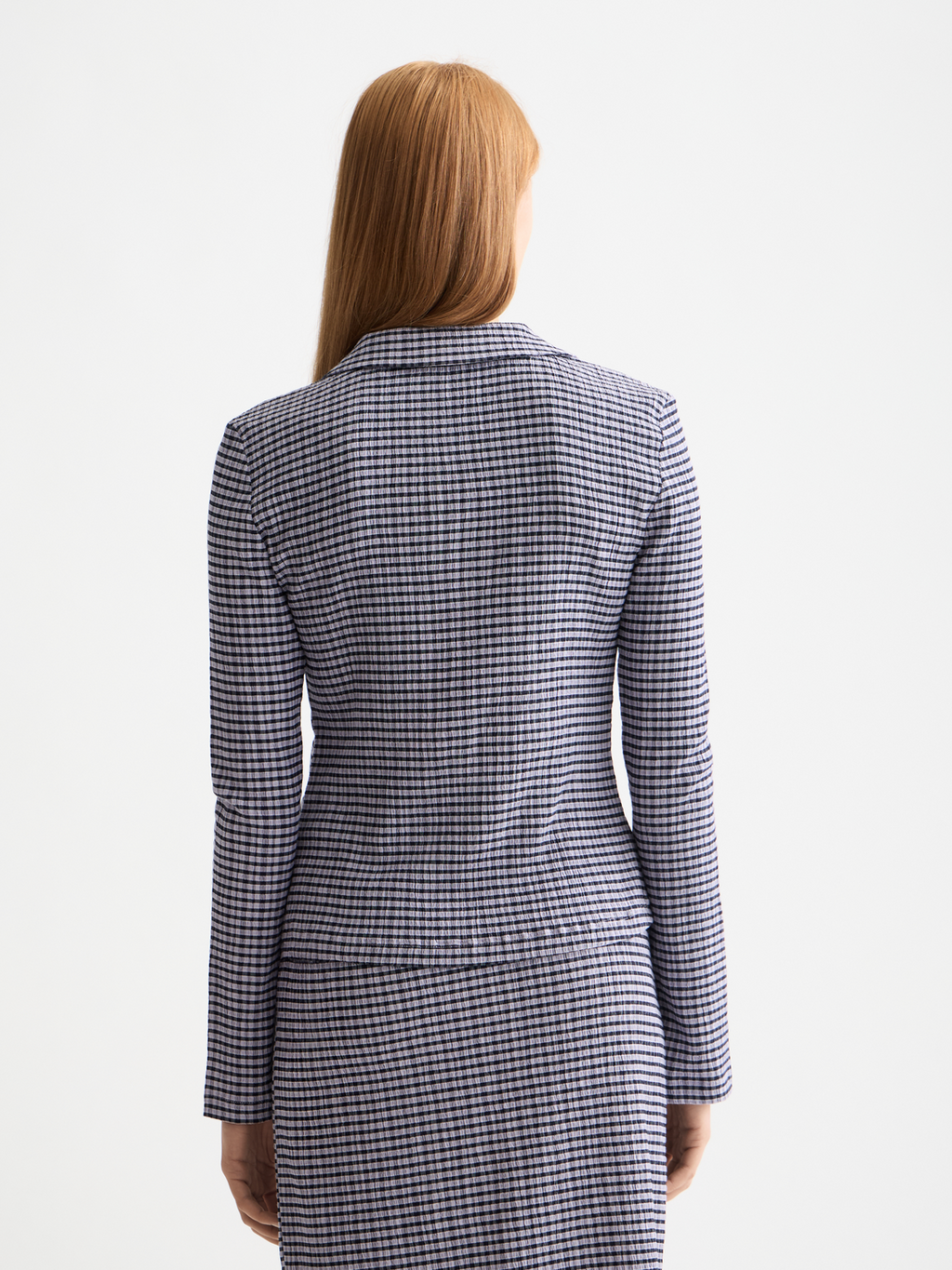 gingham button up long sleeve top