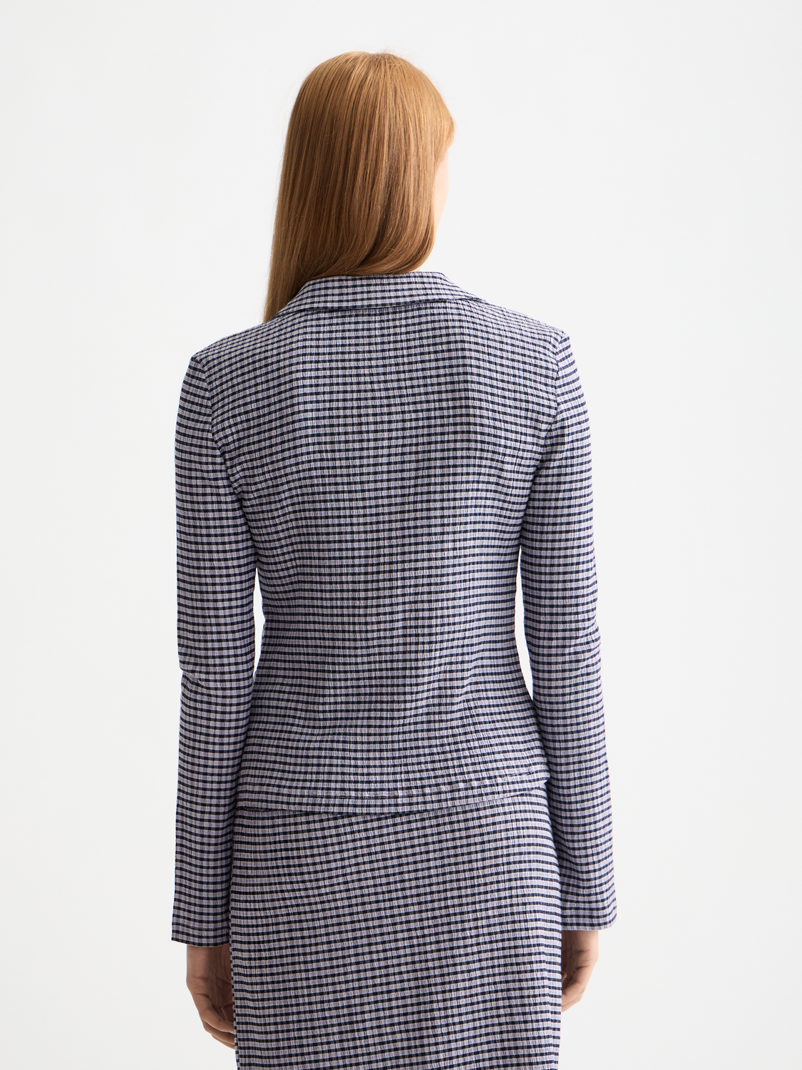 gingham button up long sleeve top
