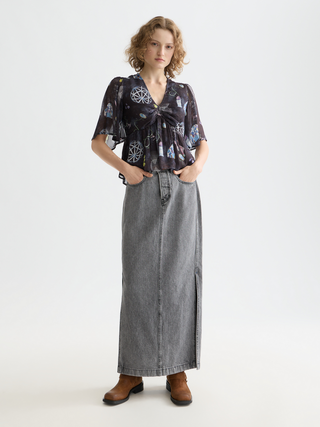 Peplum short sleeve top